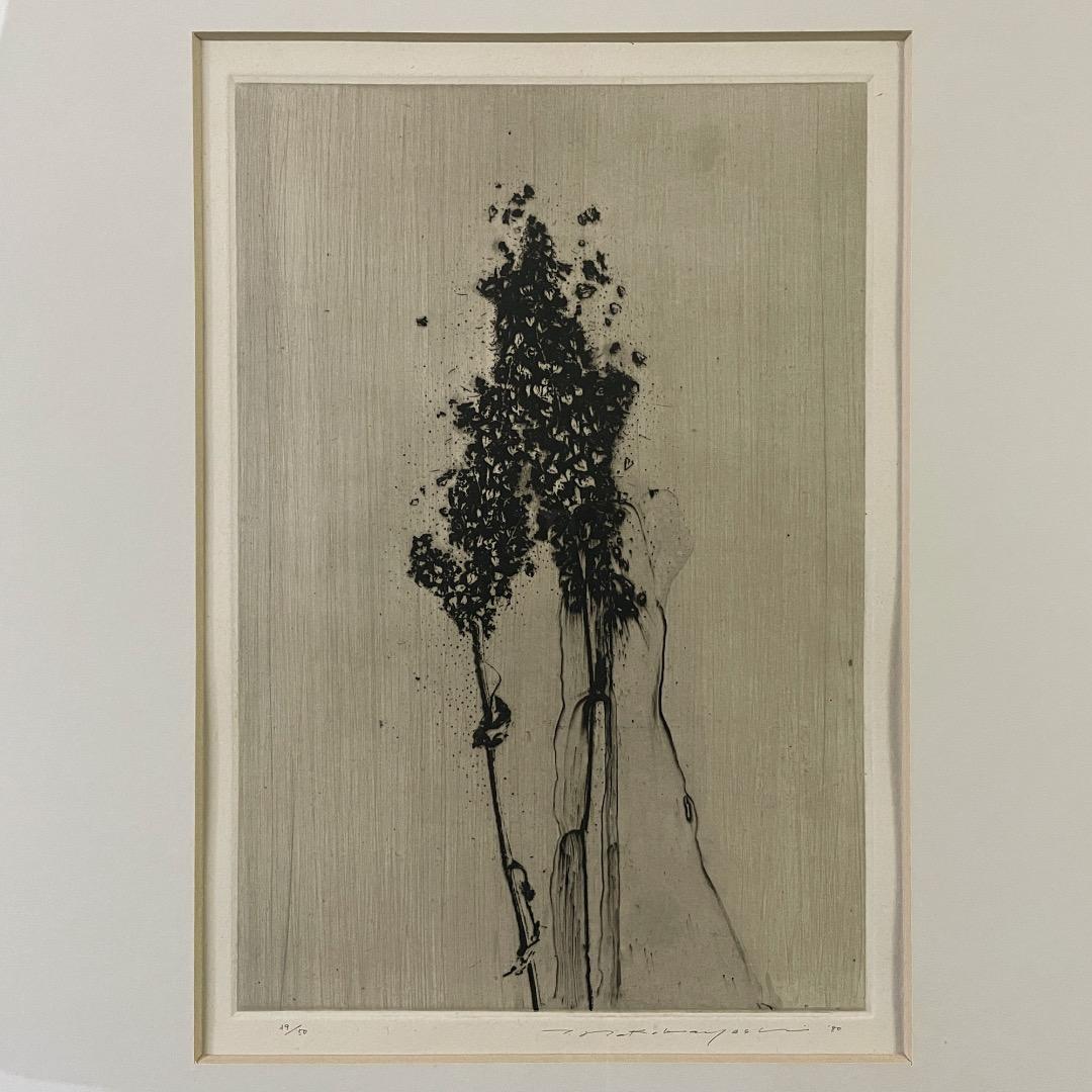 中林忠良「Position'80 野 l 」エッチング 額付 サイン 中古 美品