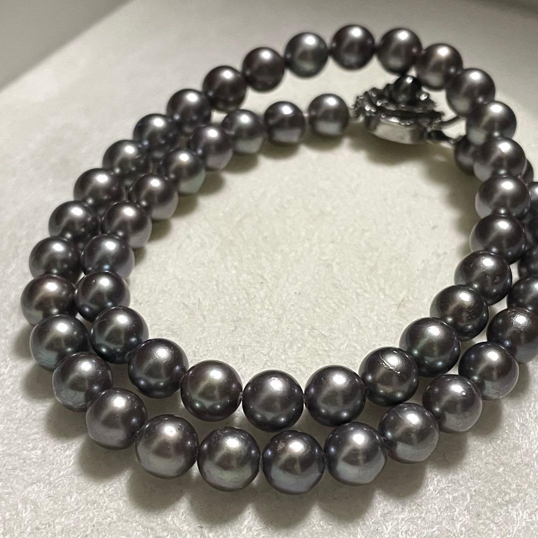 【テリ良✨あこや黒真珠】 ネックレス 7.0-7.5mm アコヤ パール 本真珠