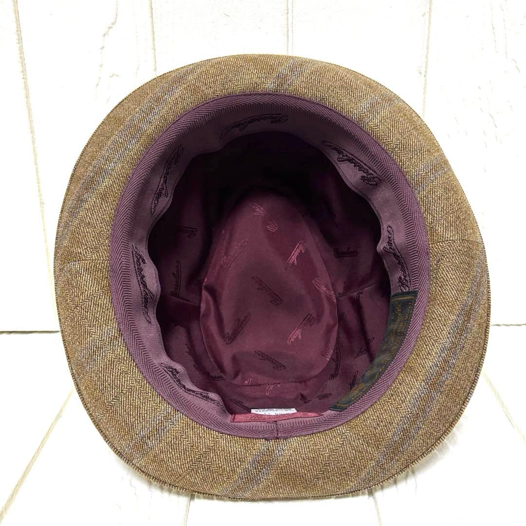 美品 Borsalino ボルサリーノ 中折れハット 羽根付き ロロピアーナ生地