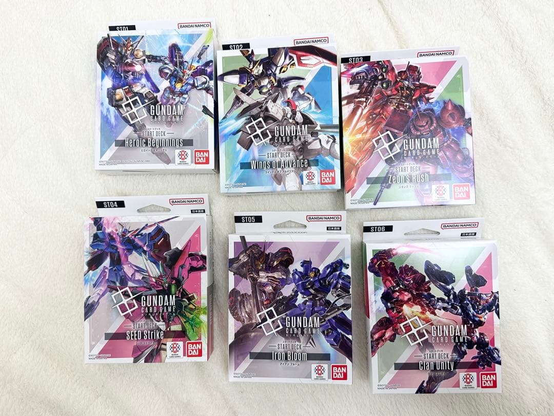 新品未開封　ガンダムカードゲーム　スタートデッキ6種　ボーナスパック付き