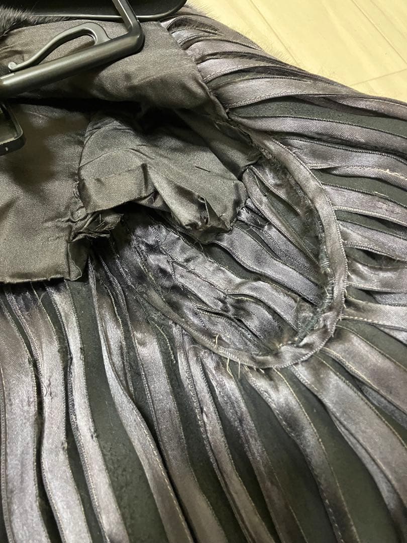 ミンク ファー コート ジャケット ポンチョ ストライプデザイン グレー系