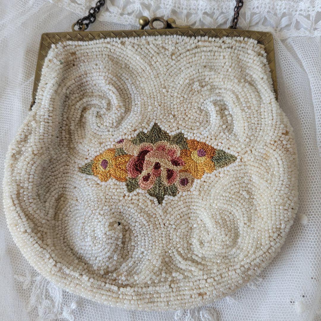 フランス　アンティーク　ビーズバッグ