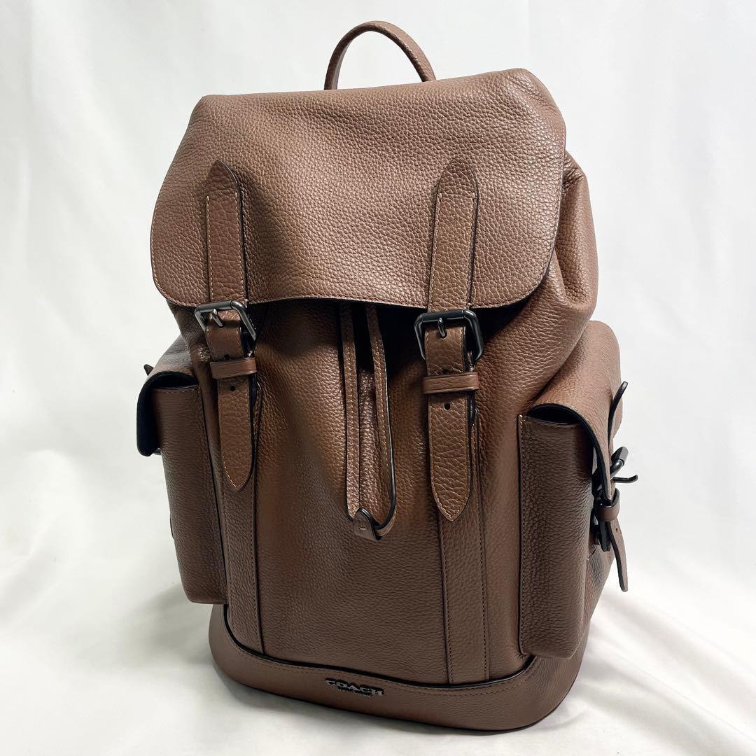 コーチ ハドソン ロゴ 金具 レザー リュック ブラウン 大容量 多機能 A4可