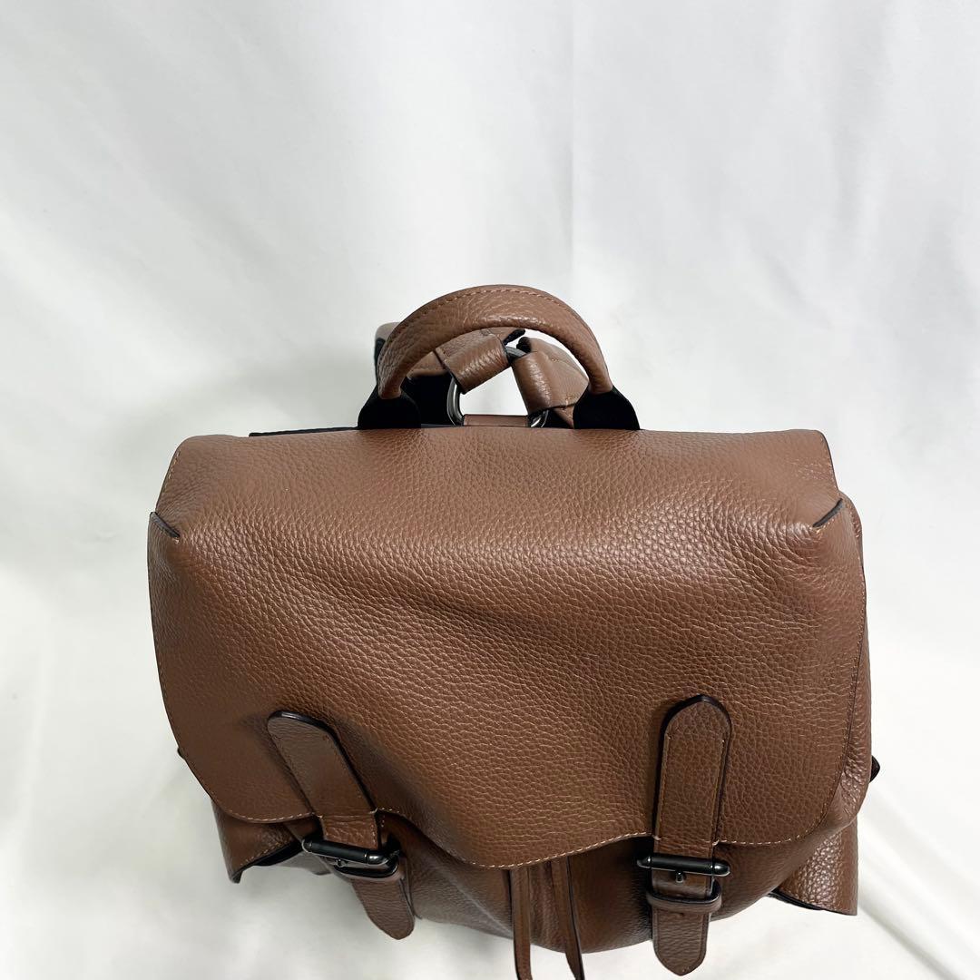 コーチ ハドソン ロゴ 金具 レザー リュック ブラウン 大容量 多機能 A4可