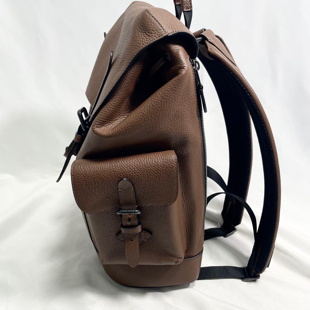 コーチ ハドソン ロゴ 金具 レザー リュック ブラウン 大容量 多機能 A4可