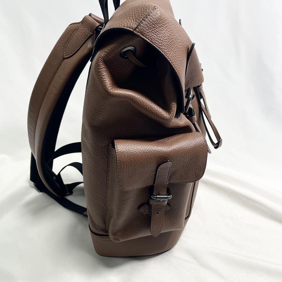 コーチ ハドソン ロゴ 金具 レザー リュック ブラウン 大容量 多機能 A4可