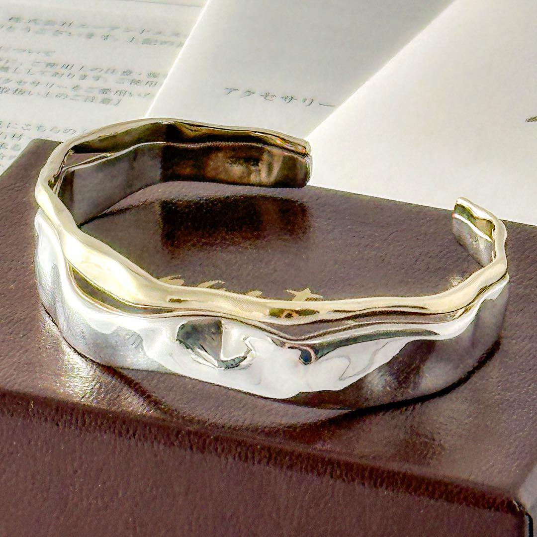 廃盤　agete シルバーバングル　コンビカラー　シルバー　ゴールド