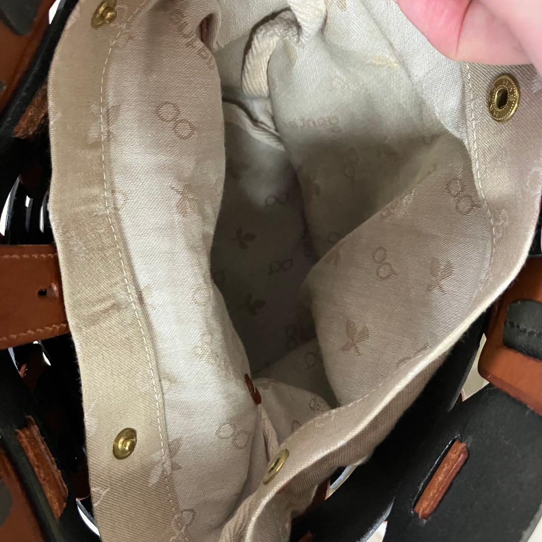 genten レザー かごバッグ 黒と茶色