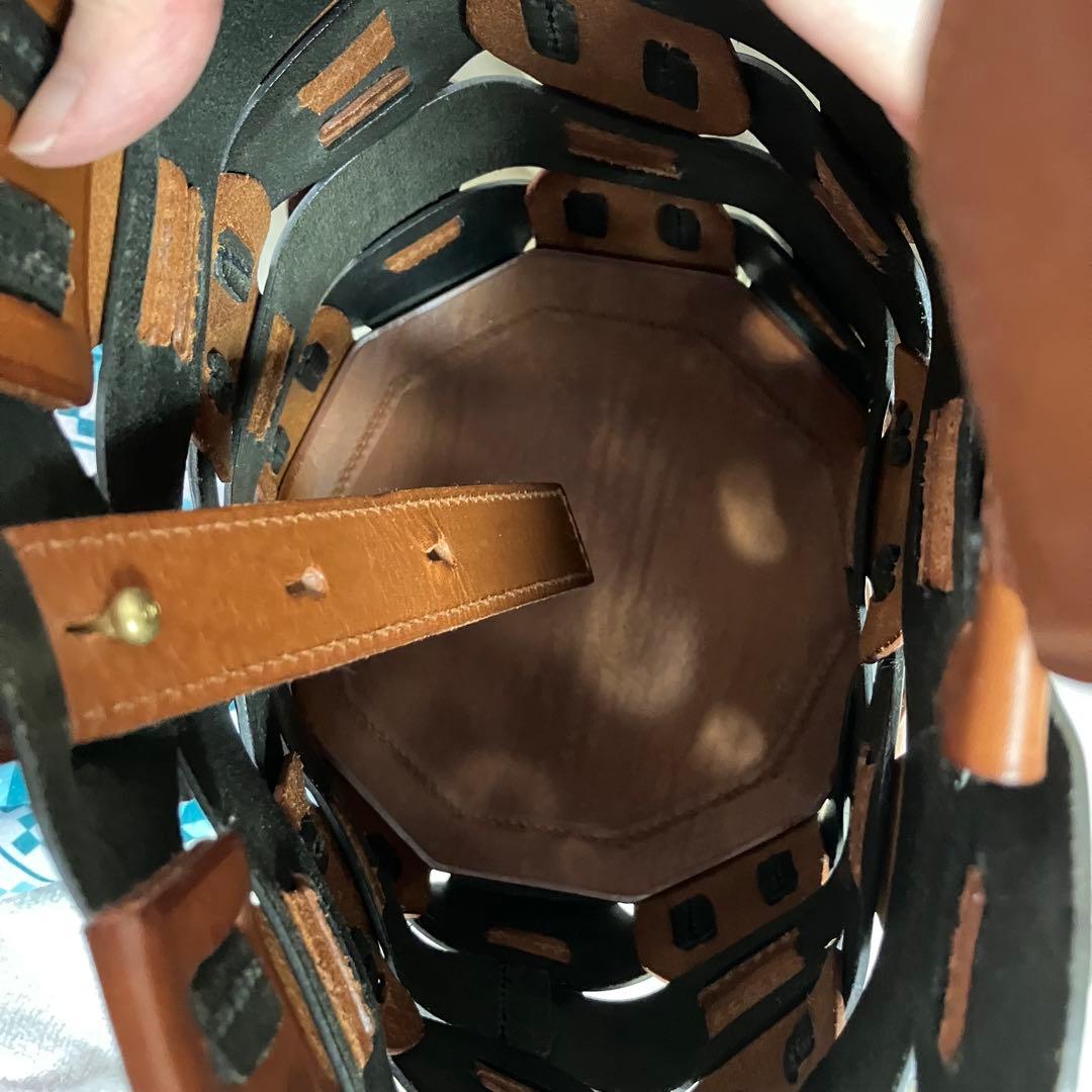 genten レザー かごバッグ 黒と茶色