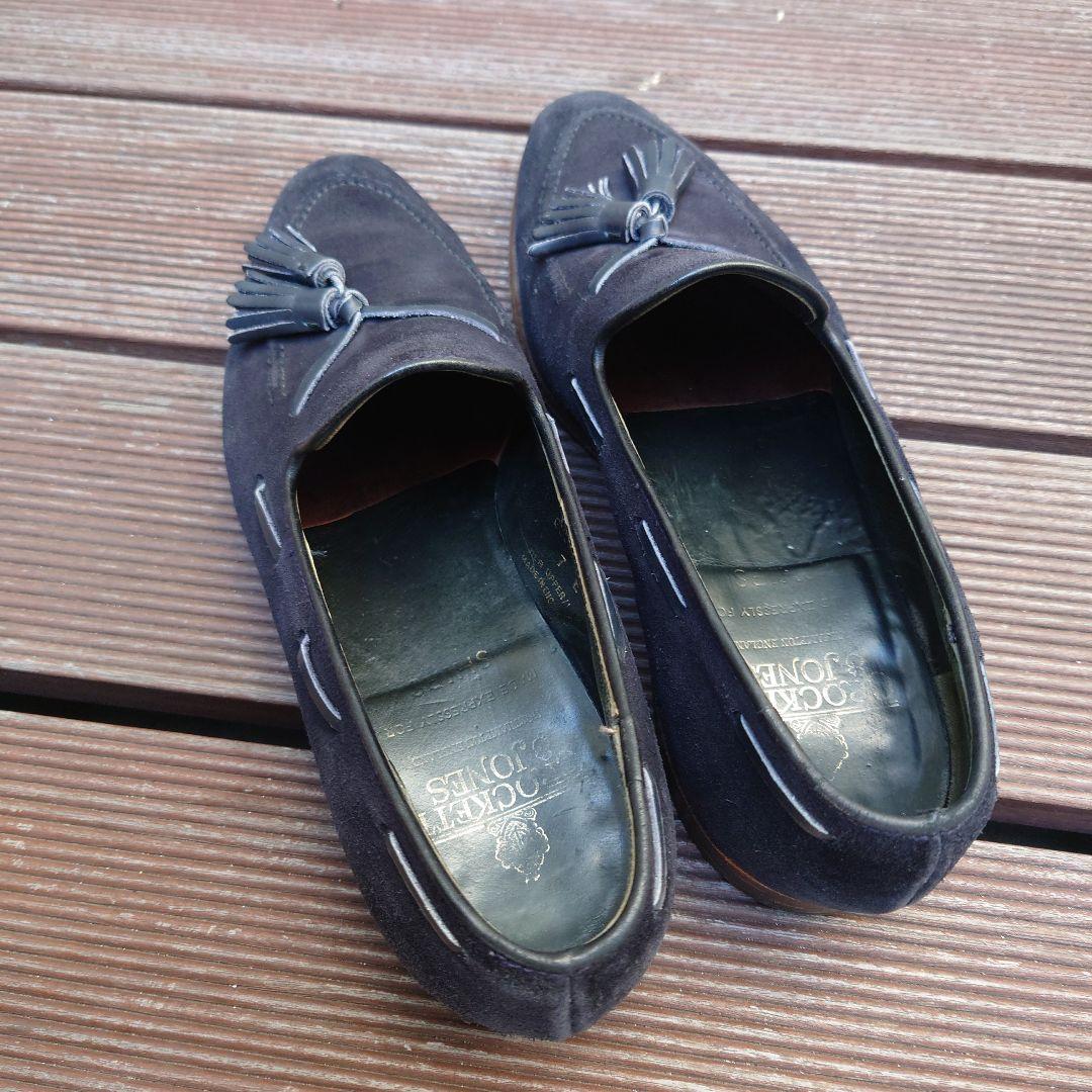 クロケット＆ジョーンズ　ネイビー スエード タッセルローファー　オールデン