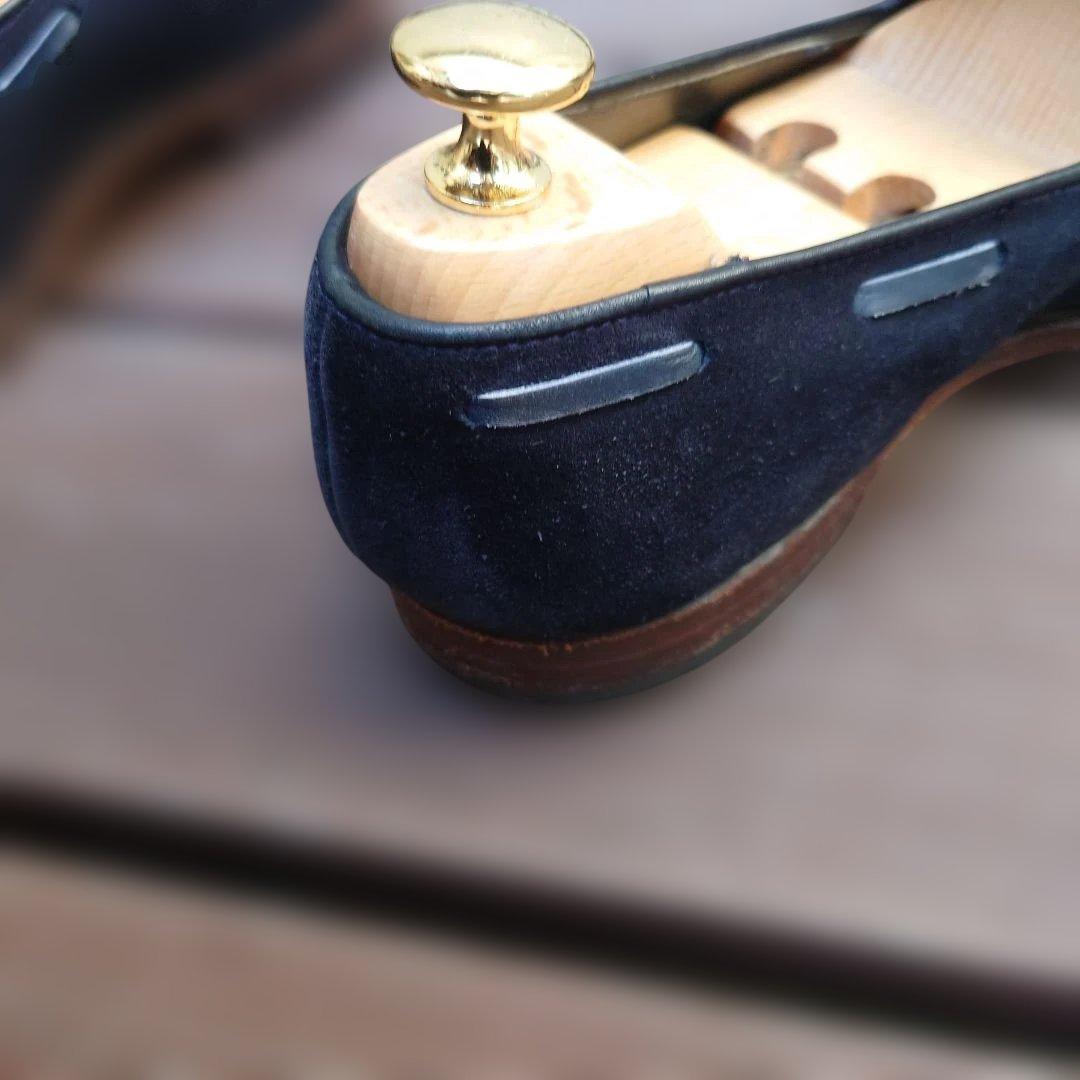 クロケット＆ジョーンズ　ネイビー スエード タッセルローファー　オールデン