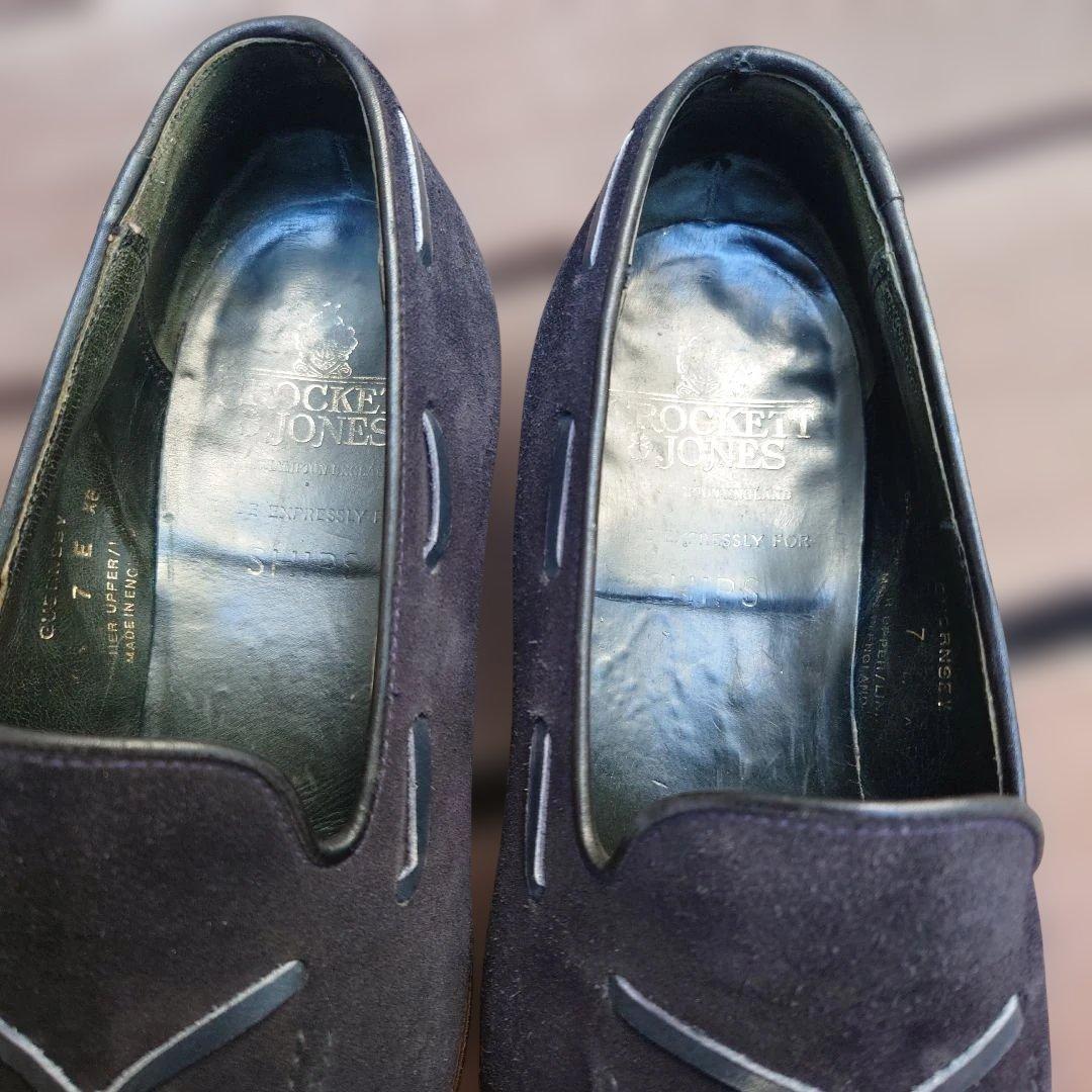 クロケット＆ジョーンズ　ネイビー スエード タッセルローファー　オールデン