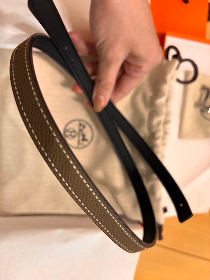 新品未使用【HERMES】エルメス エトゥープ✕ブラック13mm W刻 ベルト