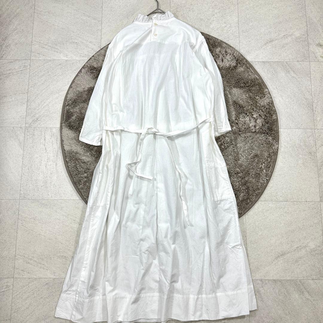 美品【Véritécœur】ロング ワンピース ギャザー 襟 ゆったり F 白