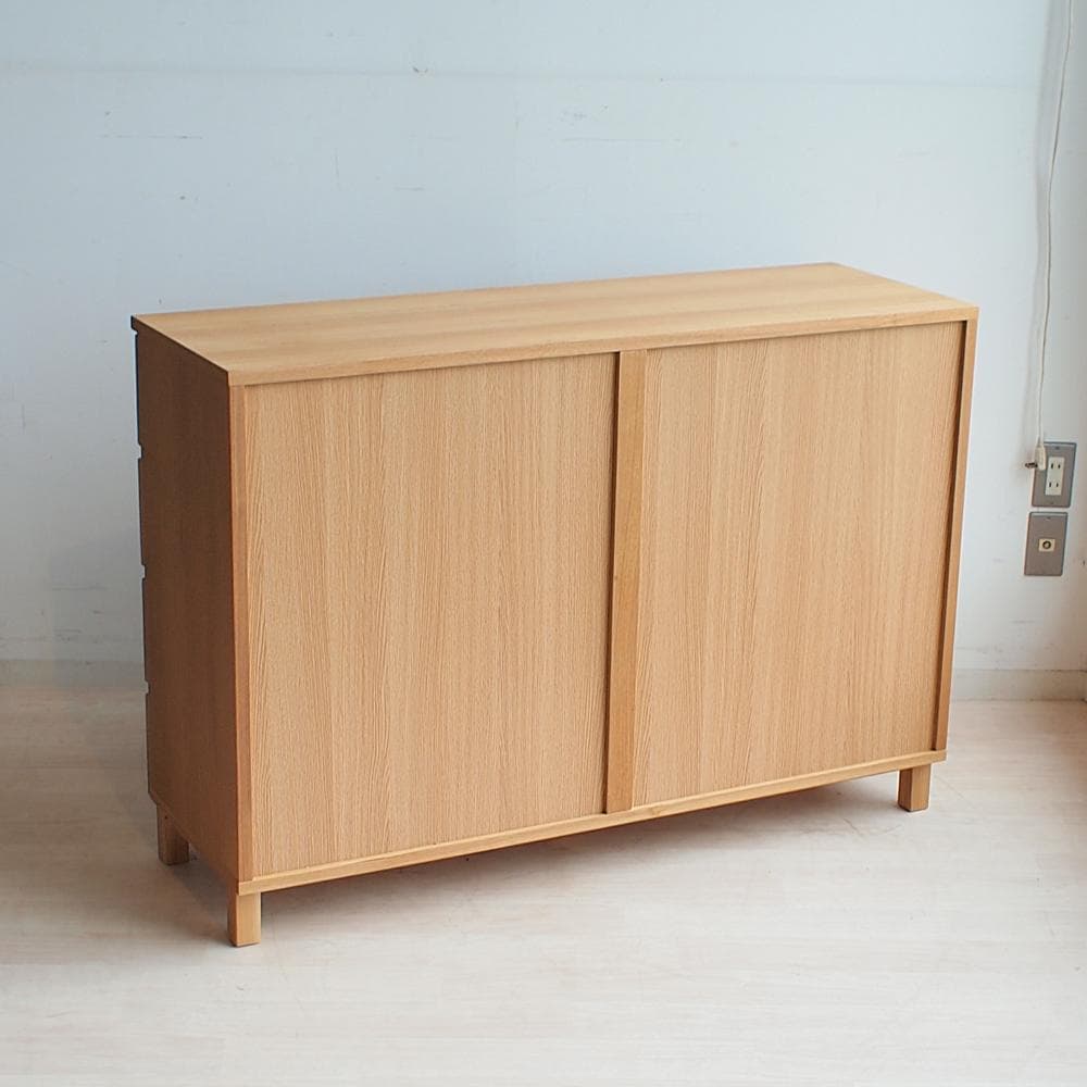 廃盤品 無印良品/MUJI タモ材 4段チェスト 120cm ZR23988