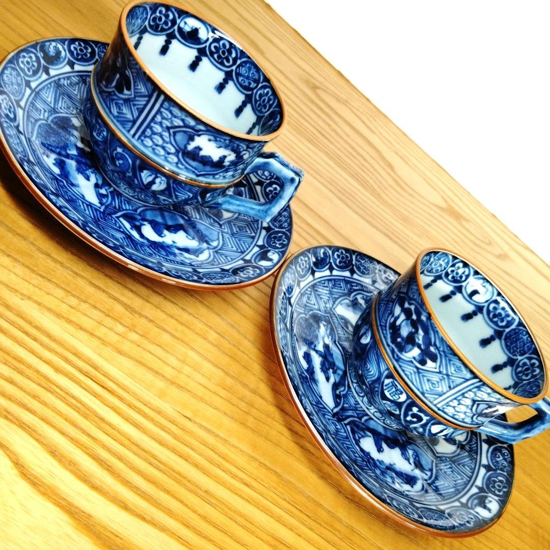 加藤利昌 清水焼 祥瑞山水文コ―匕―碗皿2客