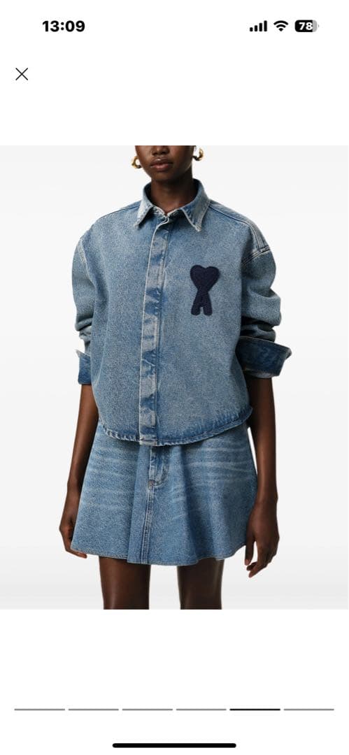 AmiParisデニムブルー クロップドジャケット