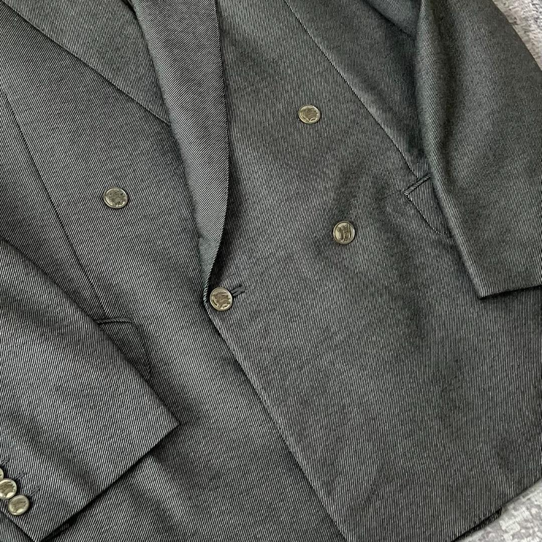 【超希少XL】バーバリーロンドン スーツ セットアップ ダブル 銀ボタン グレー