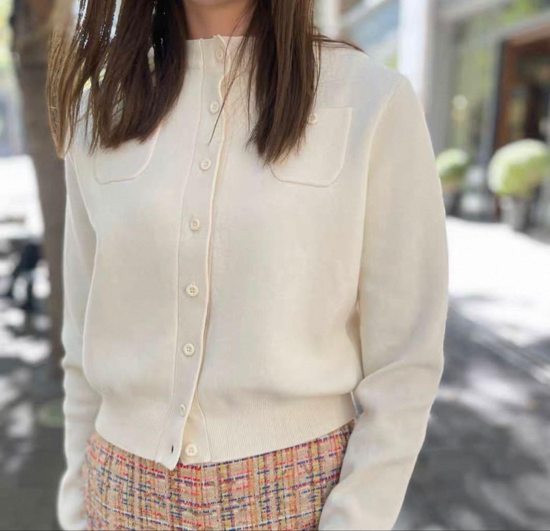 CABaN コットンカシミヤ クルー ネックカーディガン