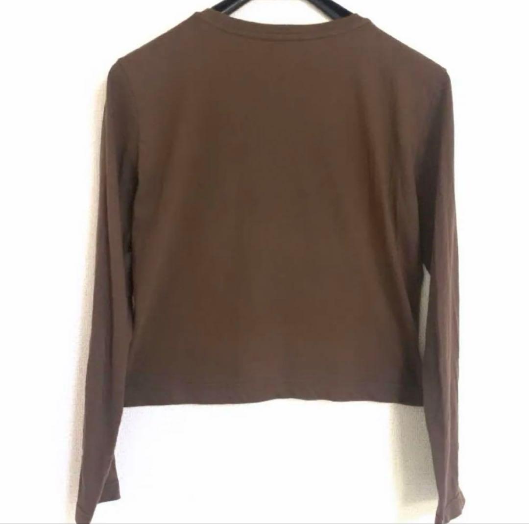 u*3様 【年内お値下げ中】PRADA ロングTシャツ ビーズ ロゴ ブラウン