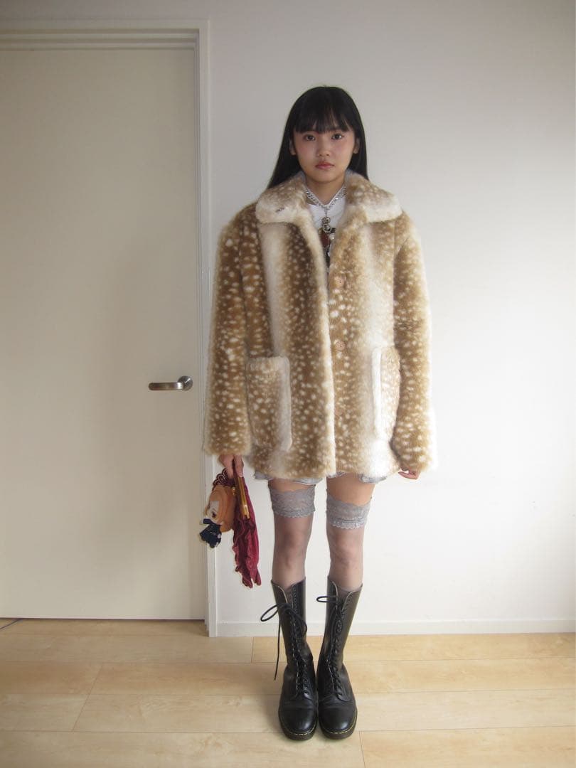 n.k atelier Bambi Fur Jacket beige バンビ柄