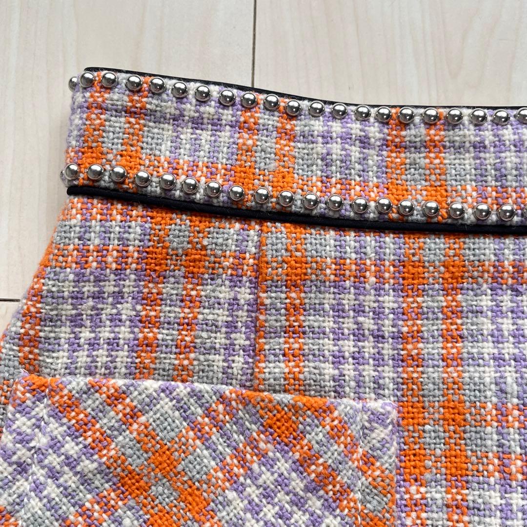 miu miu ミュウミュウ ツイード スタッズ ミニスカート 38