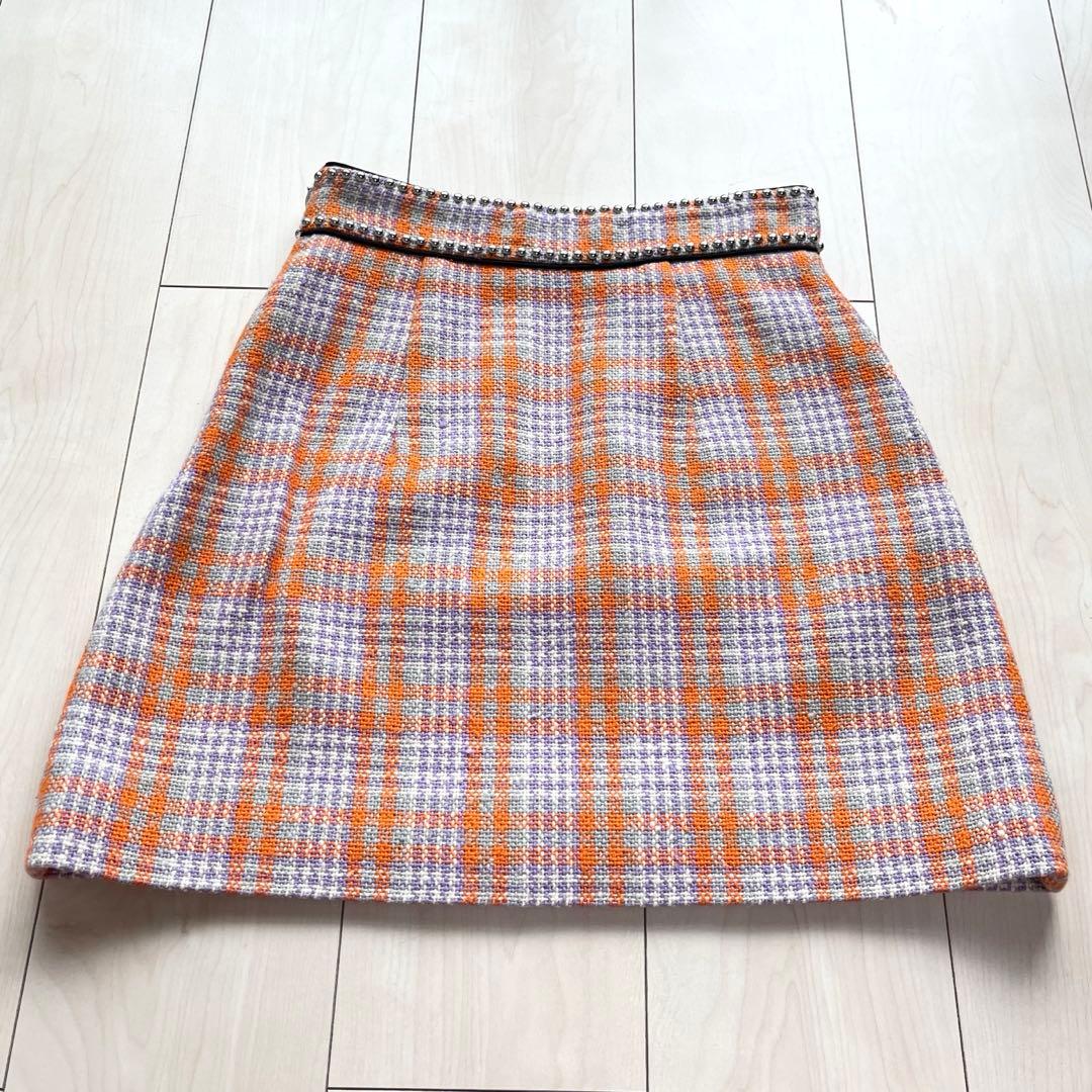 miu miu ミュウミュウ ツイード スタッズ ミニスカート 38