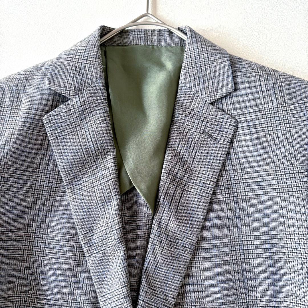 ■美品Drawerグレンチェックテーラードジャケットコットンシルクグレー系