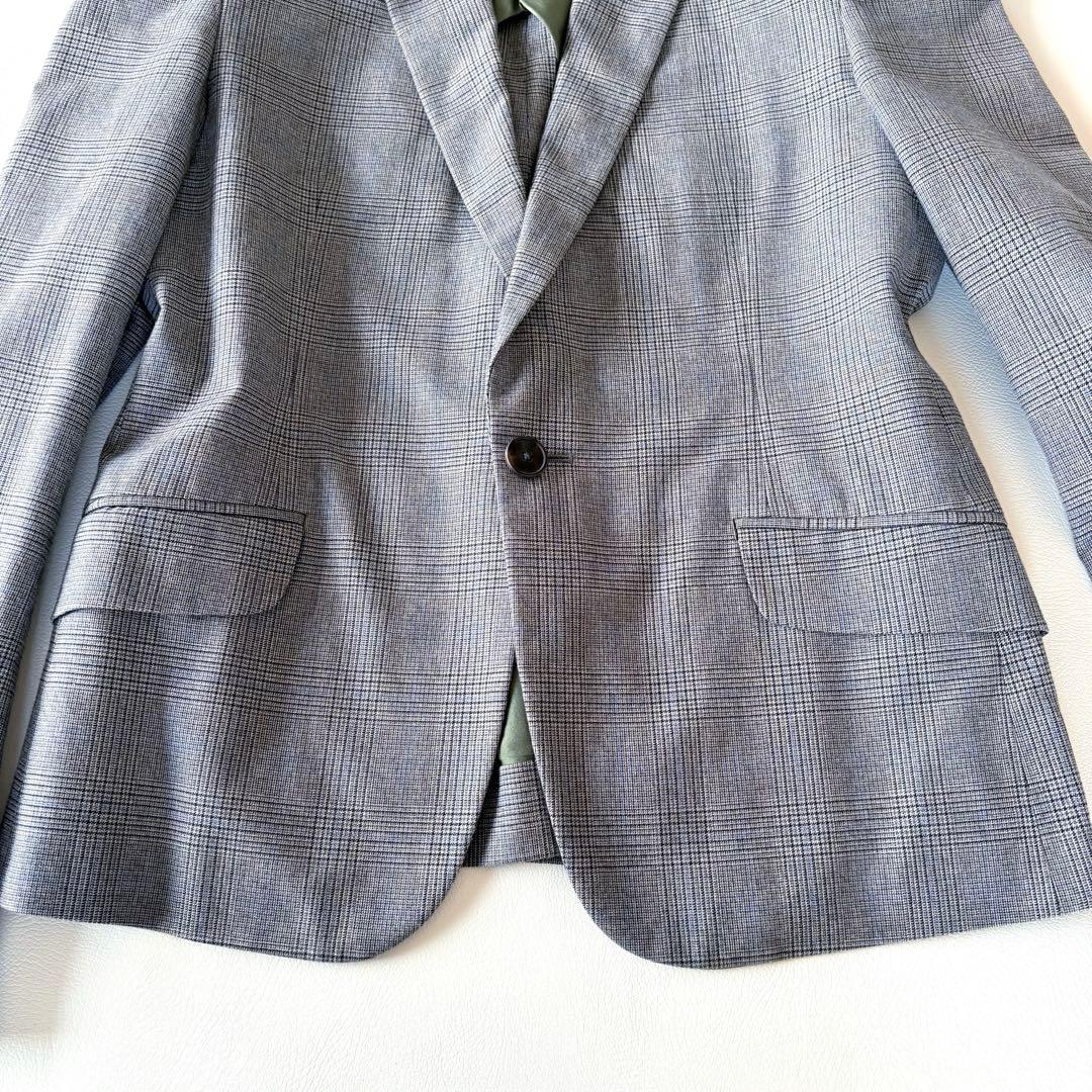 ■美品Drawerグレンチェックテーラードジャケットコットンシルクグレー系
