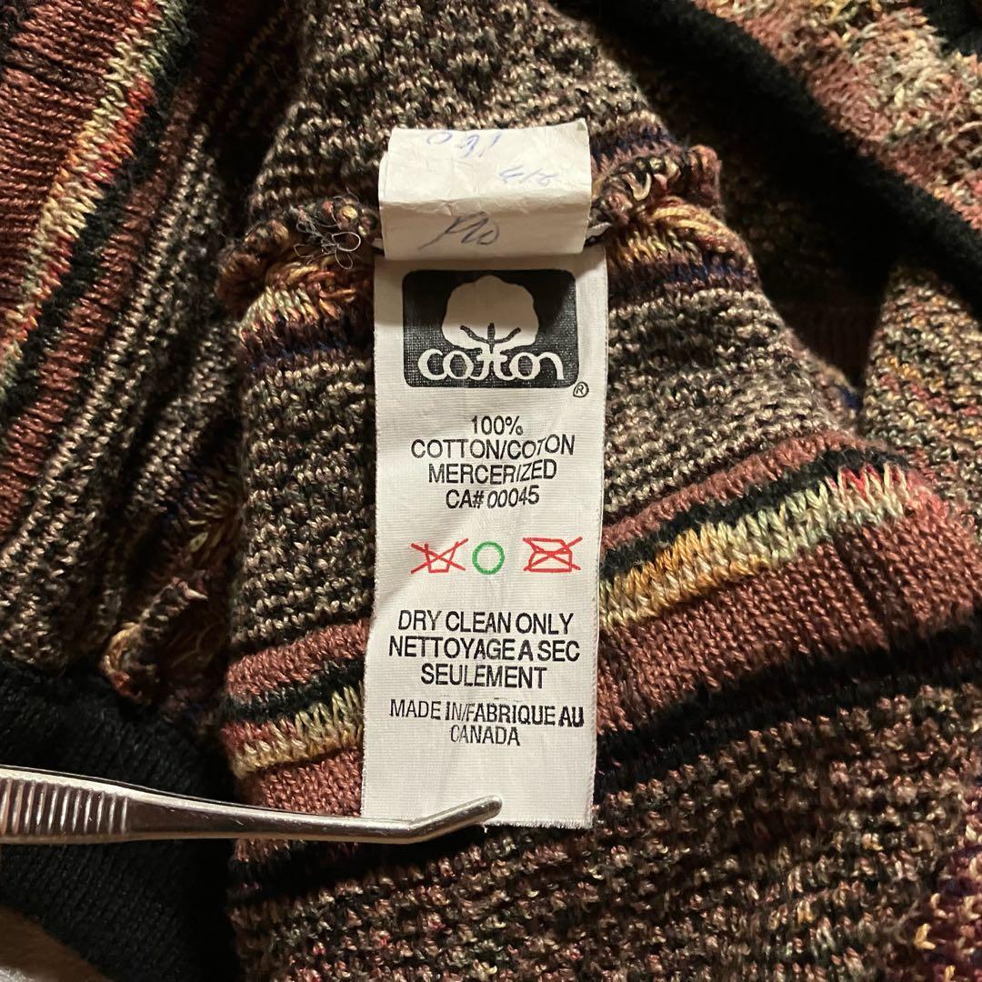 90s TUNDRAツンドラ幾何学模様3Dニット希少クージー調CBOYブラウンM