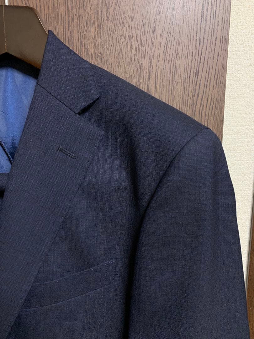 Y6新品未使用！高級ニュージーランドウール100%ネイビーシングルスーツ！