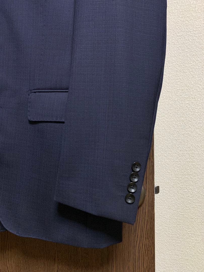 Y6新品未使用！高級ニュージーランドウール100%ネイビーシングルスーツ！