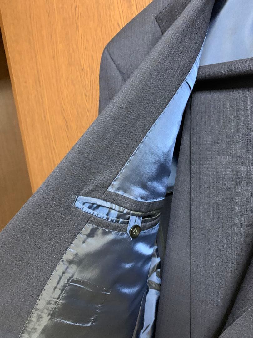 Y6新品未使用！高級ニュージーランドウール100%ネイビーシングルスーツ！