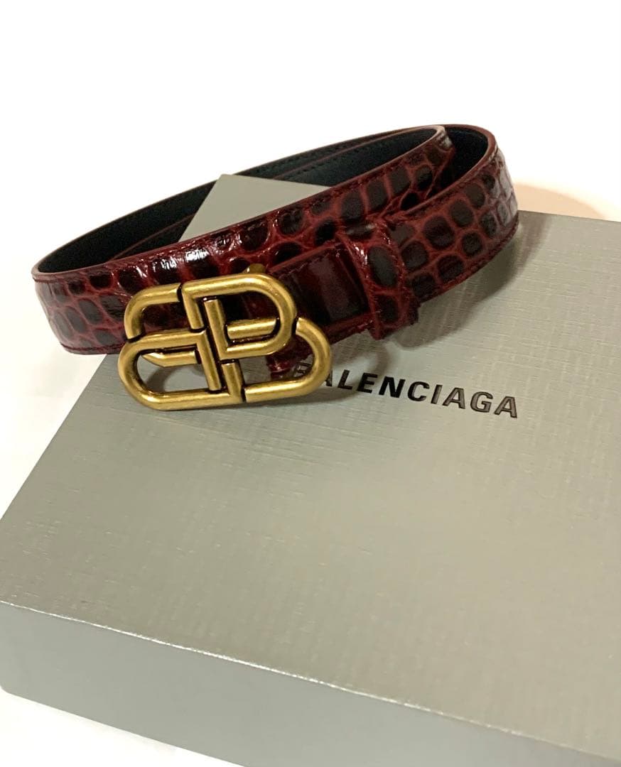 【希少】BALENCIAGA バレンシアガ　BBロゴ　ベルト　箱袋付