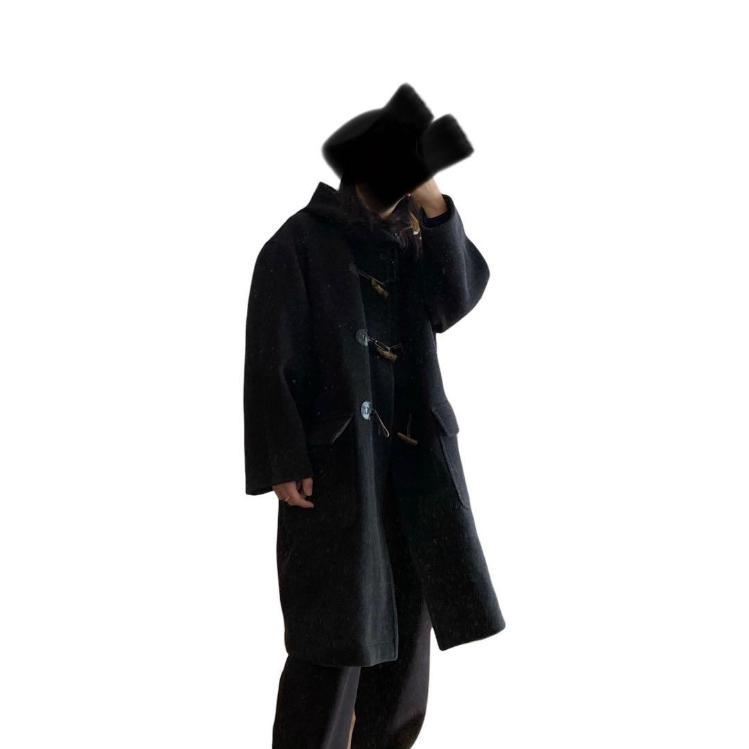 80s90s イタリア製 オーバーサイズ ヘリンボーンウール ダッフルコート