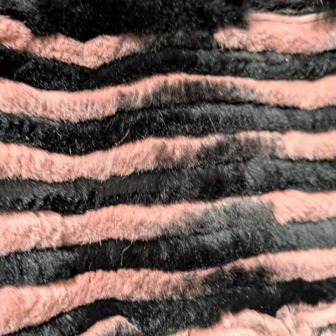 【希少】ミンク襟 × レッキスラビット 薔薇柄 リアルファーコート ピンク