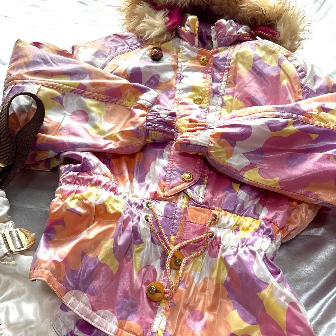 DWSSCENTEフラワープリントファーフードスキーウェアスノボウェアデサントL