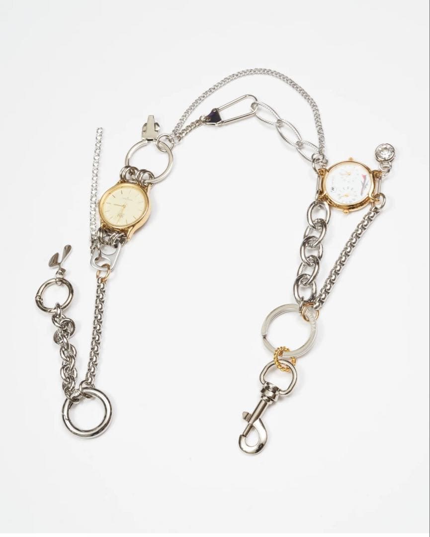 装飾付きウォレットチェーン シルバー/ゴールド 約60cm