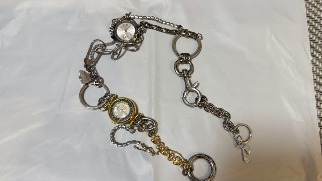 装飾付きウォレットチェーン シルバー/ゴールド 約60cm