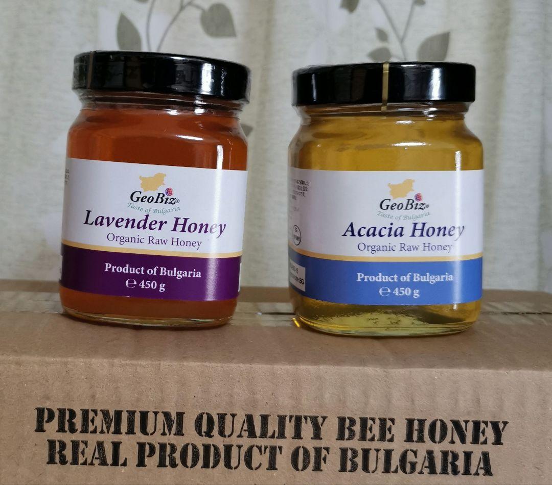 3.6kgオーガニック 生アカシア4瓶とオガニク生ラベンダー 蜂蜜4瓶ブルガリア