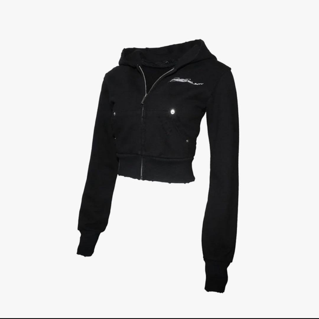 トップス theredthread zipup hoodie cropped black