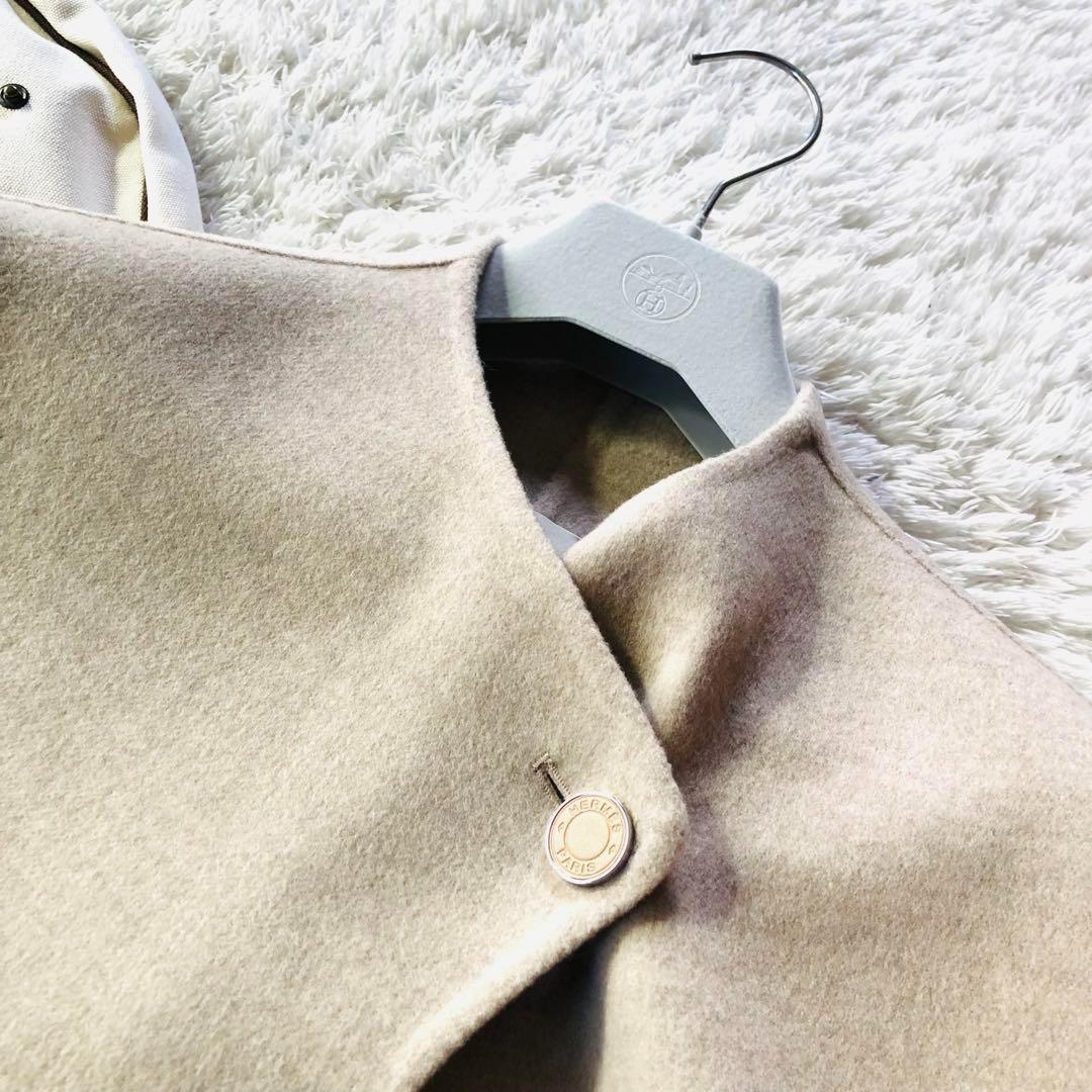 61万✨24年 未使用 エルメス ダブルフェイスジレ カシミヤ100% ベージュ