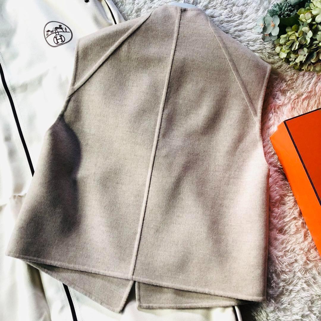 61万✨24年 未使用 エルメス ダブルフェイスジレ カシミヤ100% ベージュ