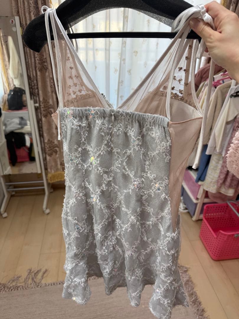 ROBE de FLEU ライトグレー スリップドレス