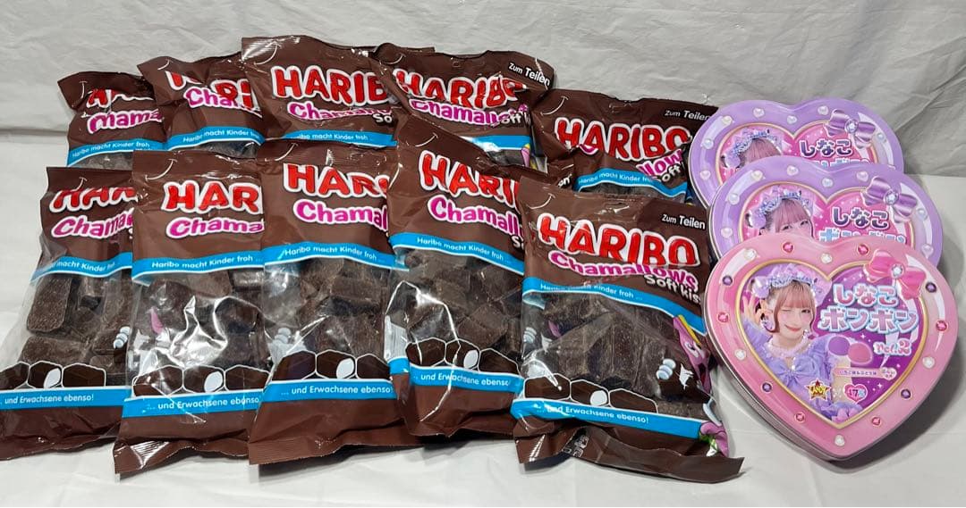HARIBOハリボーチョコマシュマロ　10袋　 しなこボンボン3個セット