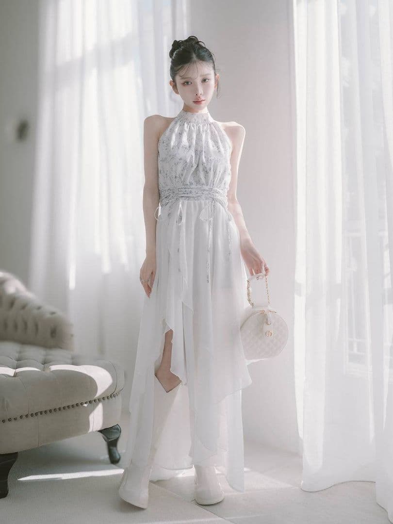 ダーリッチ アメスリギャザーシフォンロングワンピース 新品タグ付き