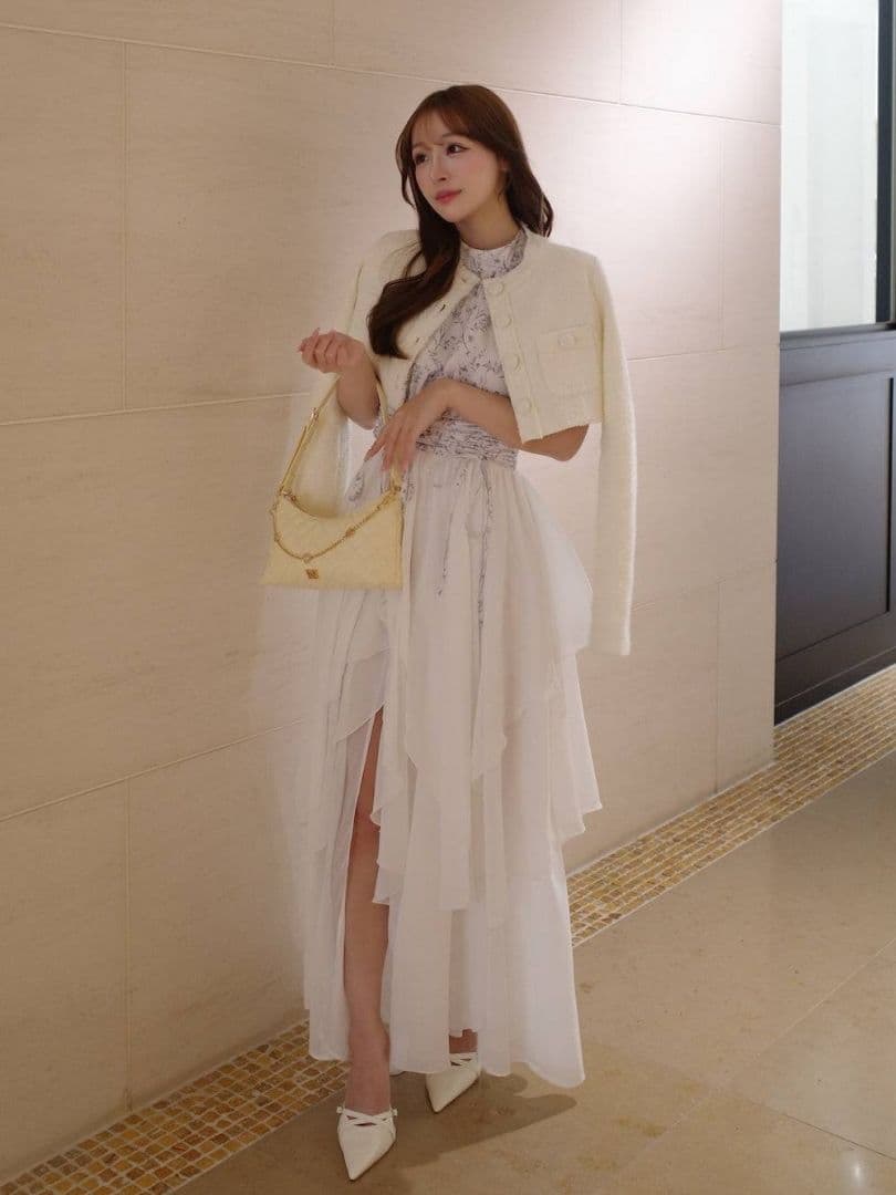 ダーリッチ アメスリギャザーシフォンロングワンピース 新品タグ付き