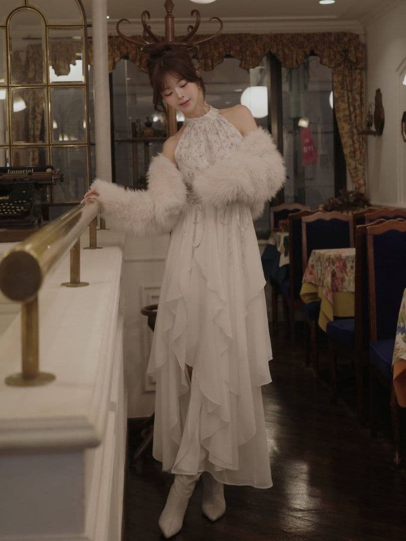 ダーリッチ アメスリギャザーシフォンロングワンピース 新品タグ付き