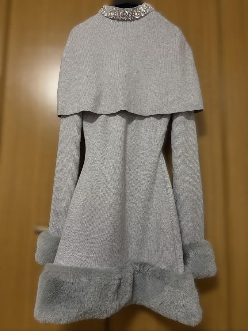 Darich ビジューケープニットミニワンピース グレー FREE ダーリッチ