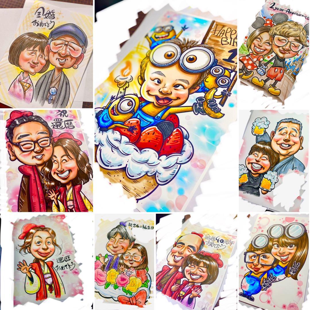 世界で1枚の手描きのオーダーメイド似顔絵★誕生日★お花アレンジ★衣装変更ok